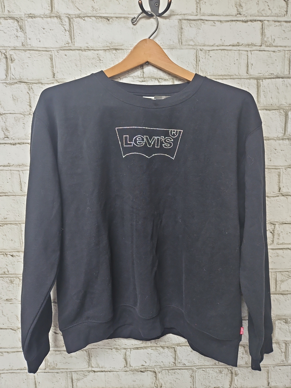 Levi's Black & Rhinestone Pullover Everyday Sweatshirt Size S NWT